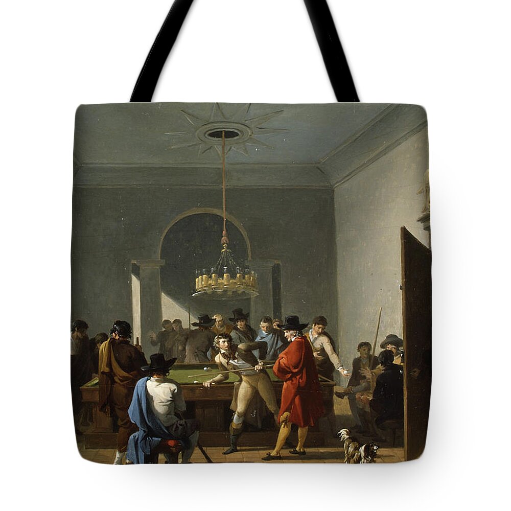 Nicolas-antoine Taunay Tote Bag featuring the painting The Billiard Room by Nicolas-Antoine Taunay