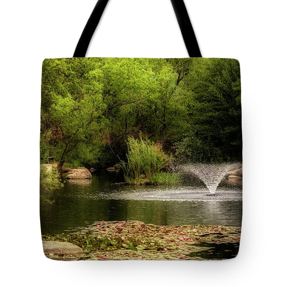 Trees Tote Bag featuring the photograph The BioPark Pond by Michael McKenney