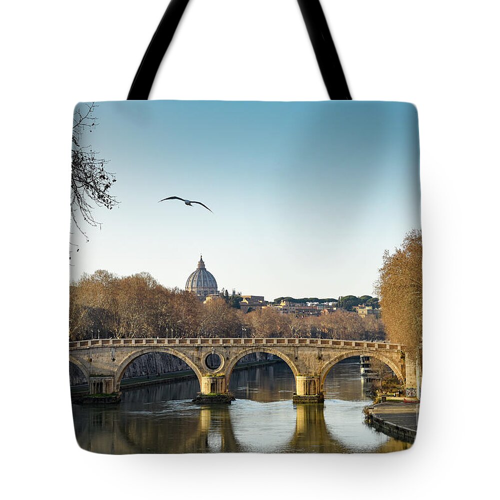 Rome Tote Bag featuring the photograph The Bird above the Ponte Sisto- Roma by Catherine Sullivan
