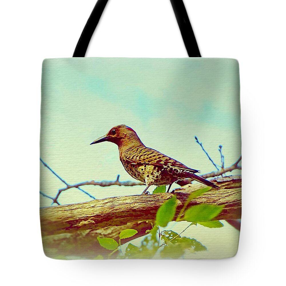 Bird Tote Bag featuring the digital art The bird - chromatic editions by Lilia S