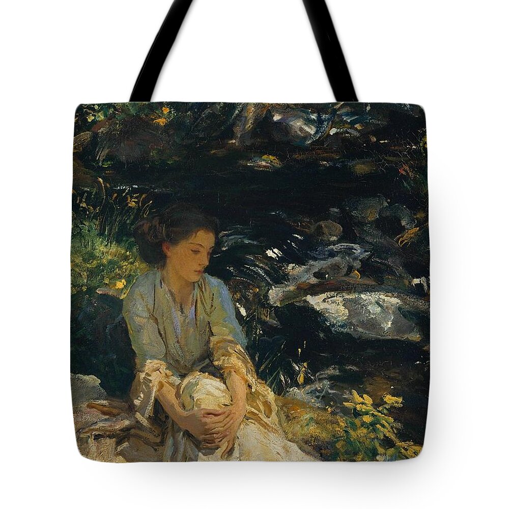 John Singer Sargent 18561925  The Black Brook Tote Bag featuring the painting The Black Brook by John Singer Sargent