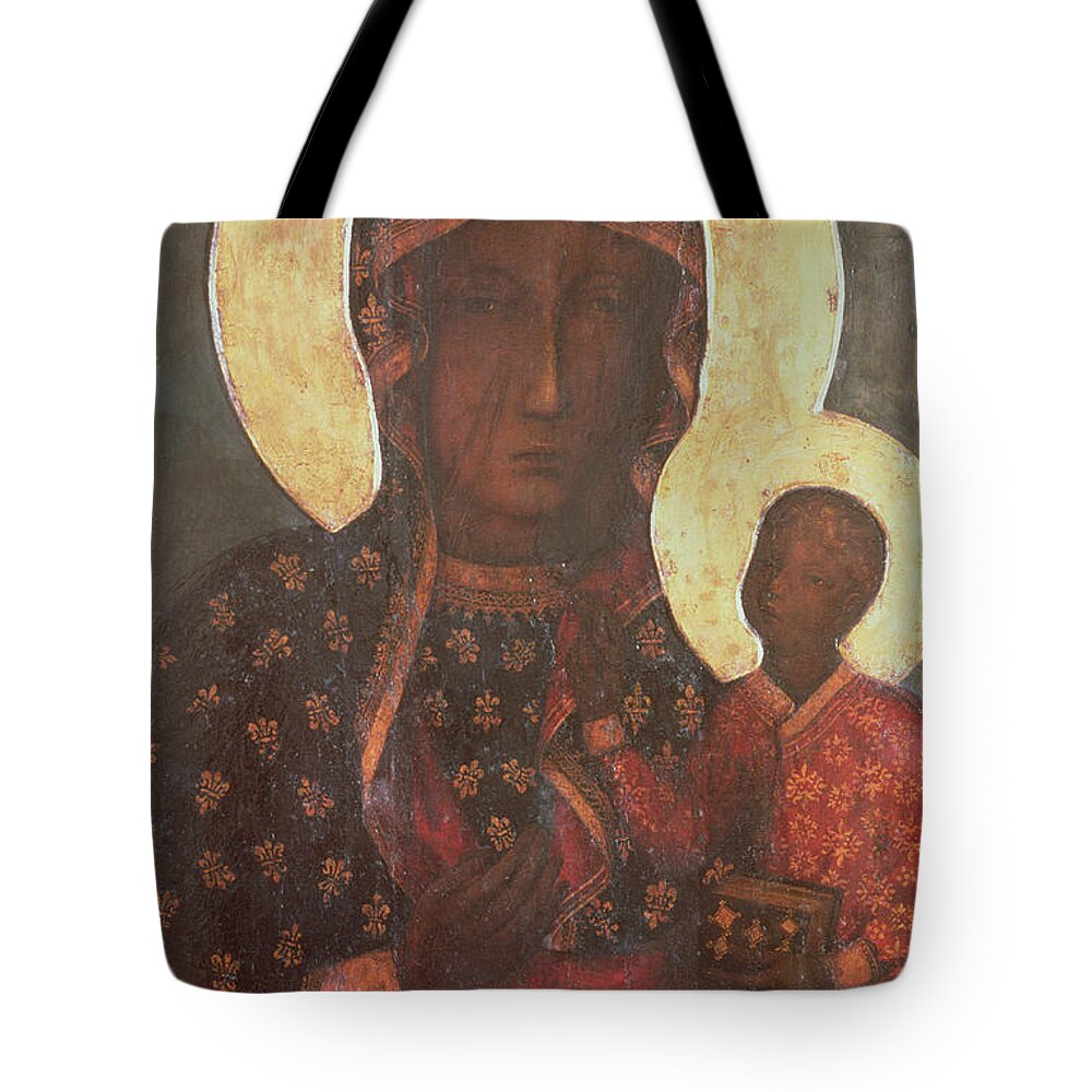 The Tote Bag featuring the painting The Black Madonna of Jasna Gora by Russian School