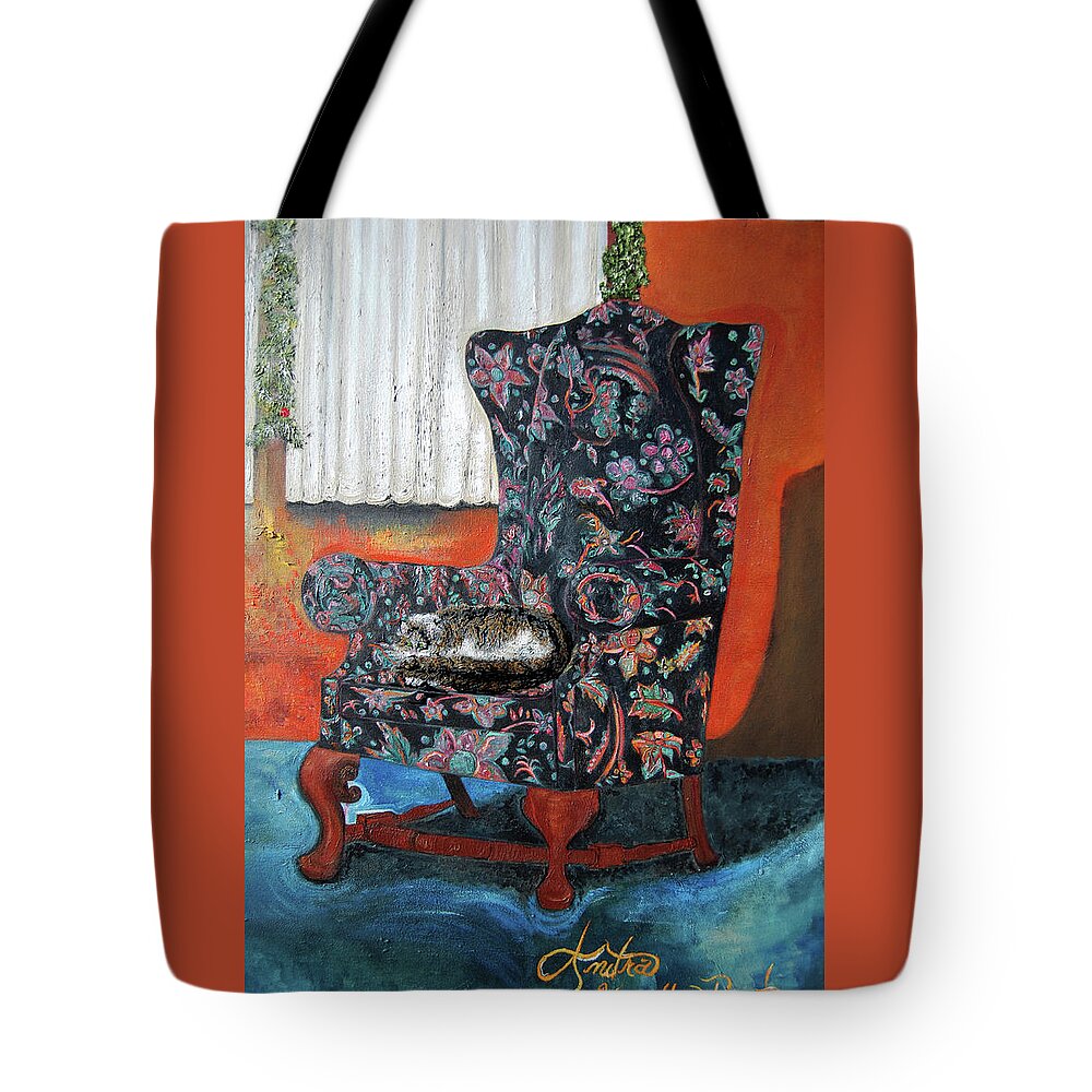 Kitty Tote Bag featuring the painting The Blessing/Heathcliff Detail by Anitra Handley-Boyt