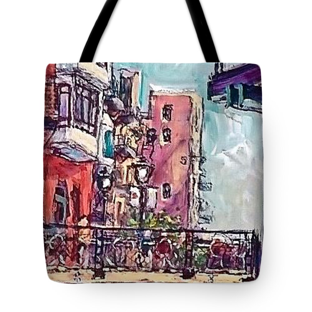 Painting Tote Bag featuring the painting The Blue Bat by Les Leffingwell