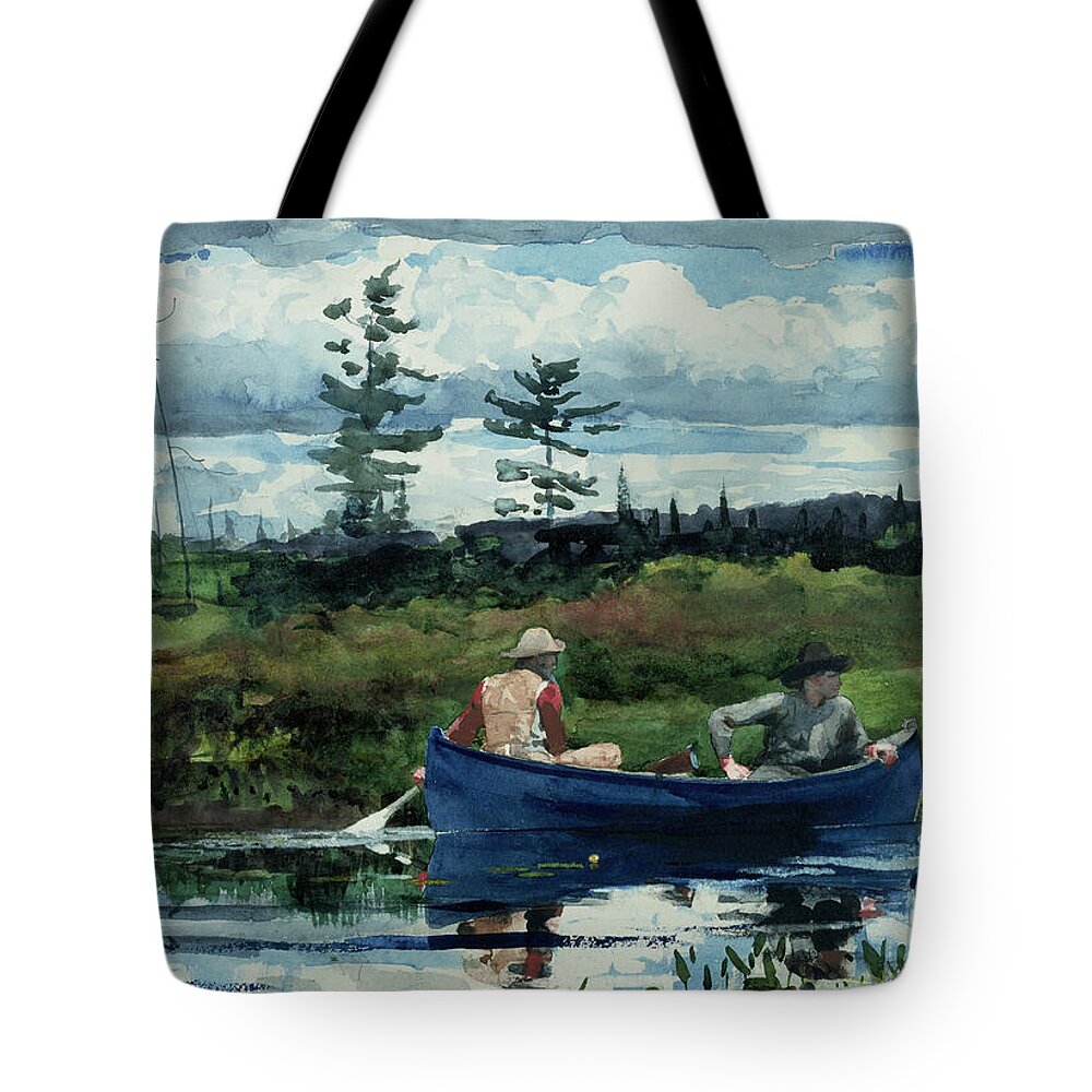 Winslow Homer Tote Bag featuring the painting The Blue Boat by Winslow Homer