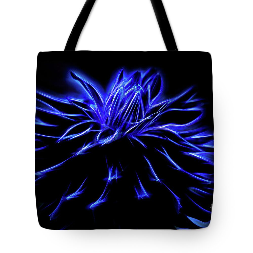  Tote Bag featuring the photograph The Blue Dahlia by Marilyn Cornwell