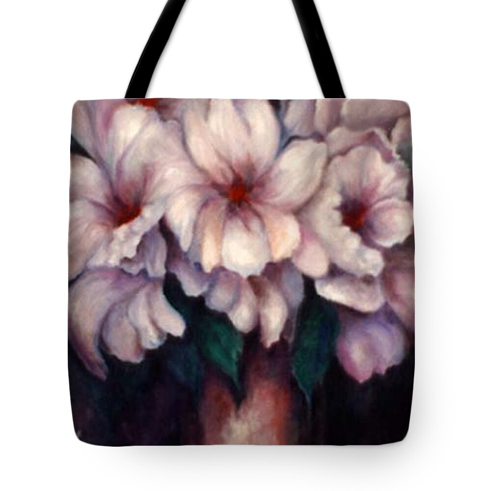 Blue Flowers Tote Bag featuring the painting The Blue Flowers by Jordana Sands