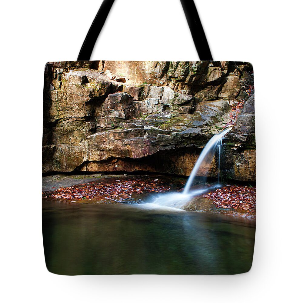 Waterfall Tote Bag featuring the photograph The Blue Hole in November #1 by Jeff Severson