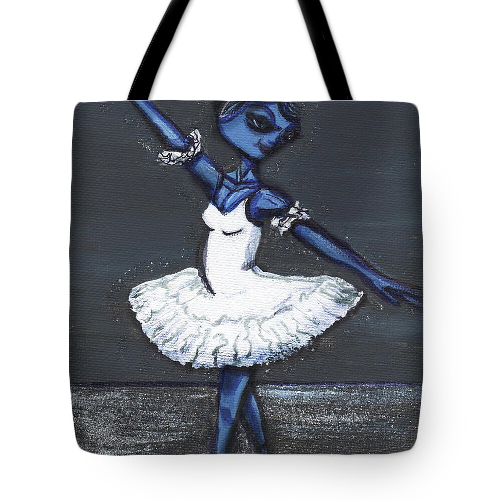 Dancer Tote Bag featuring the painting The Blue Swan by Similar Alien