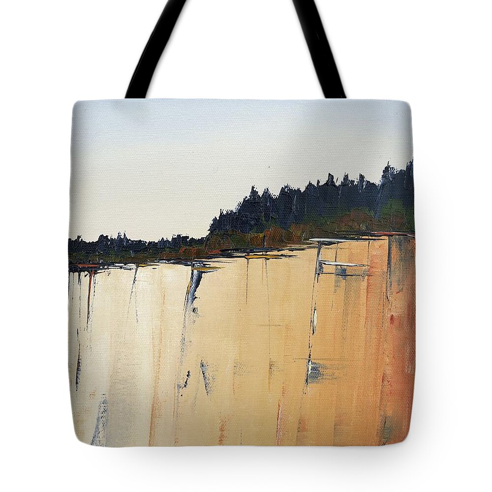 Cliffs Tote Bag featuring the painting The Bluff by Carolyn Doe