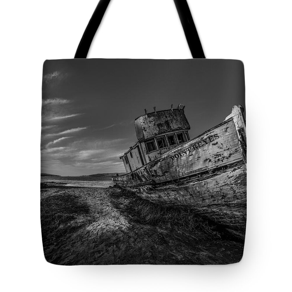 Boat Tote Bag featuring the photograph The Boat in Black and White by Don Hoekwater Photography
