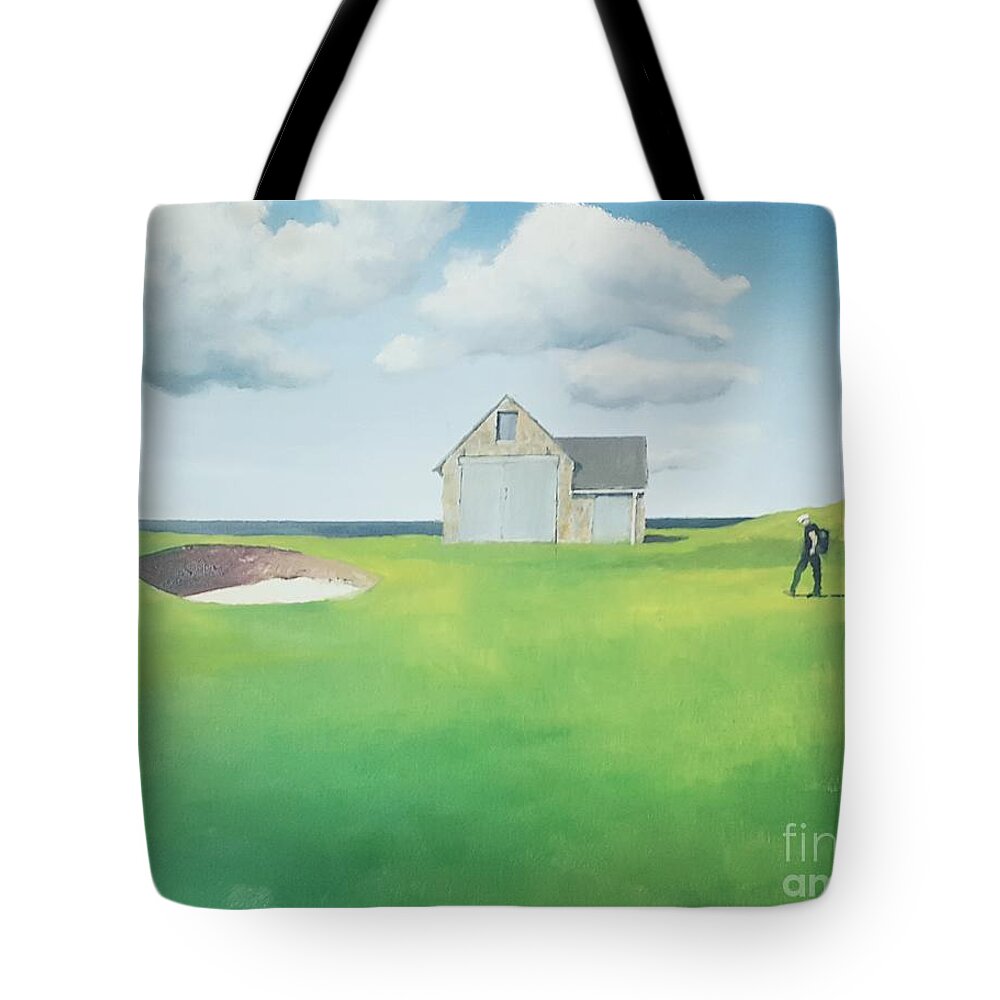 Boathouse Tote Bag featuring the painting The Boathouse by Tim Johnson