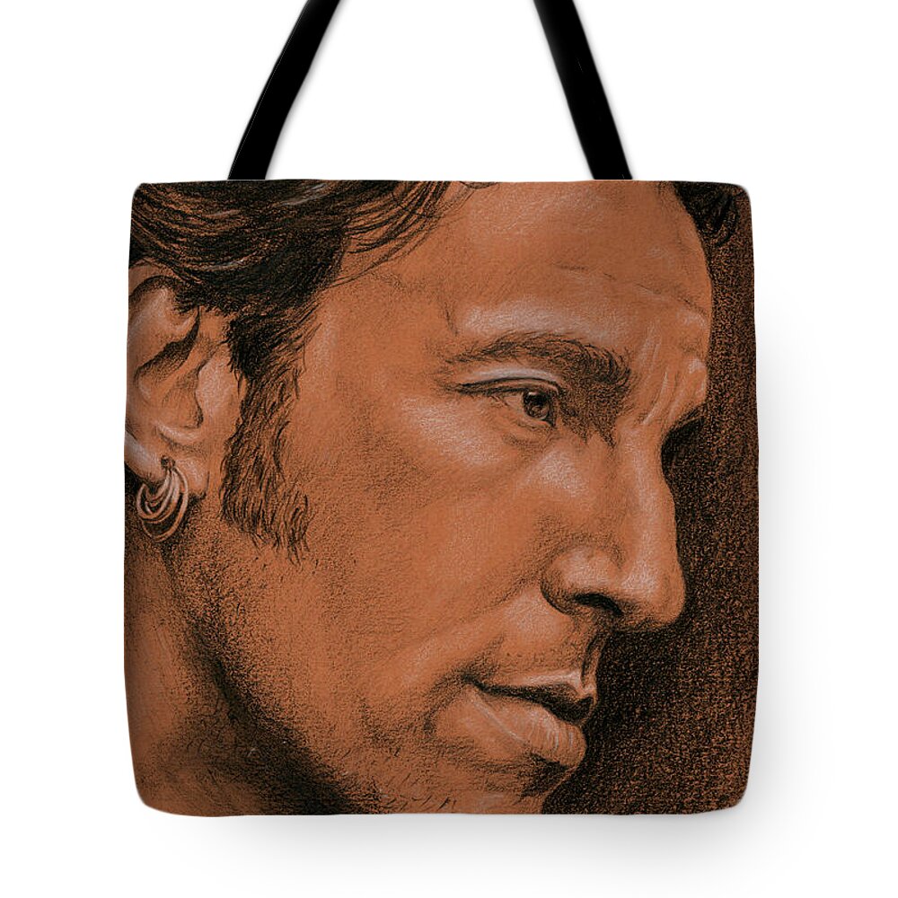 Bruce Springsteen Tote Bag featuring the drawing The Boss by Rob De Vries