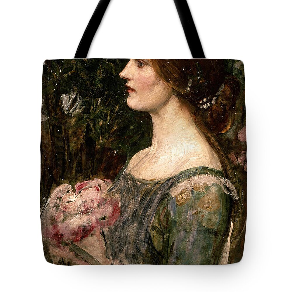 Waterhouse Tote Bag featuring the painting The Bouquet by John William Waterhouse