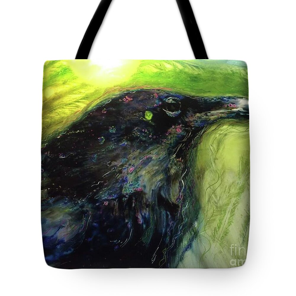 Raven Crows Tote Bag featuring the painting The Breath of Winds by FeatherStone Studio Julie A Miller