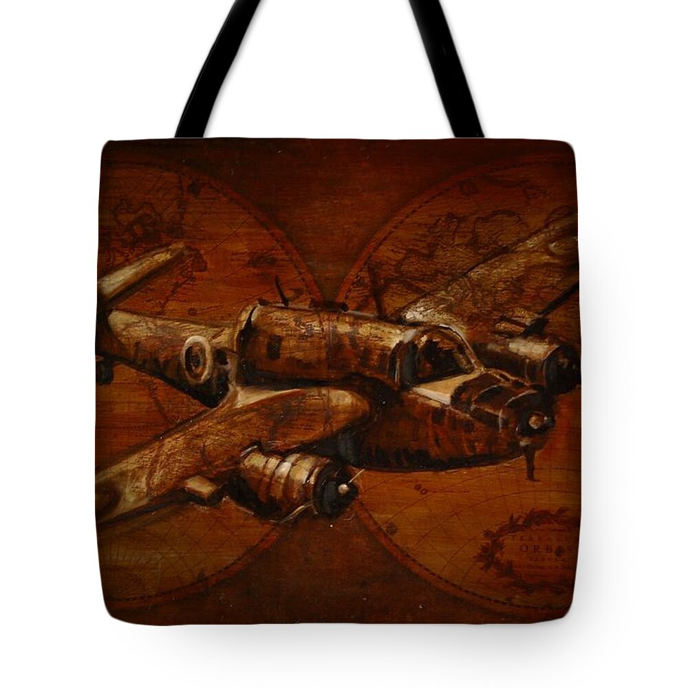 Plane Tote Bag featuring the painting The Bristol Beaufort I by Jean Cormier