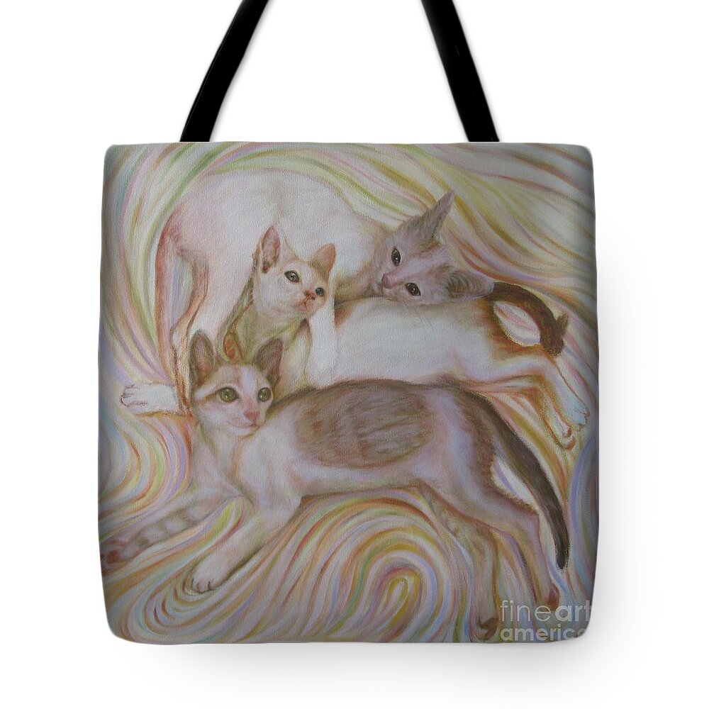 Cat Tote Bag featuring the painting The Brothers by Sukalya Chearanantana