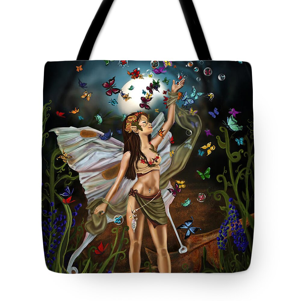 Fairy Tote Bag featuring the digital art The Butterfly Fairy by Maggie Terlecki