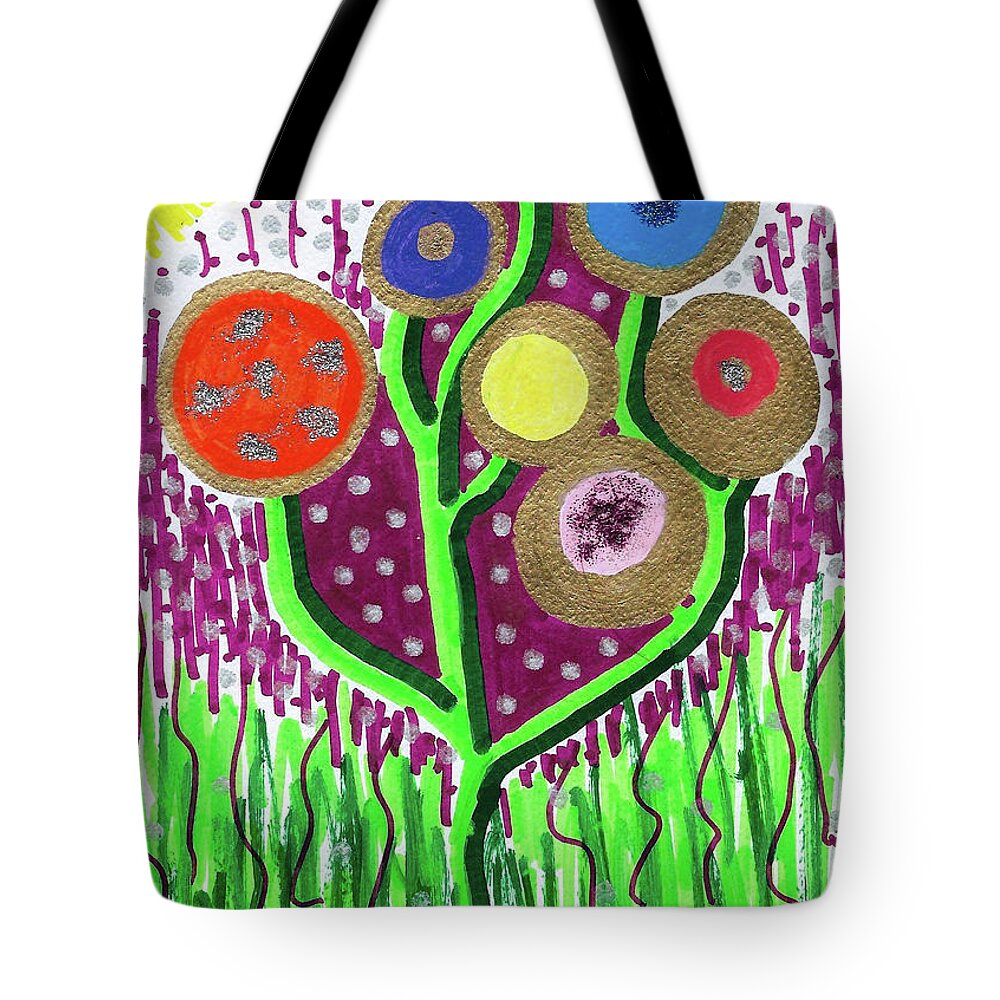 Original Drawing Tote Bag featuring the drawing The Button Ball Tree by Susan Schanerman