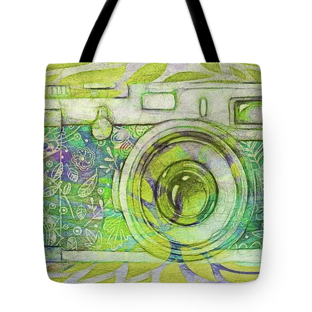 Camera Tote Bag featuring the digital art The Camera - 02c5bt by Variance Collections