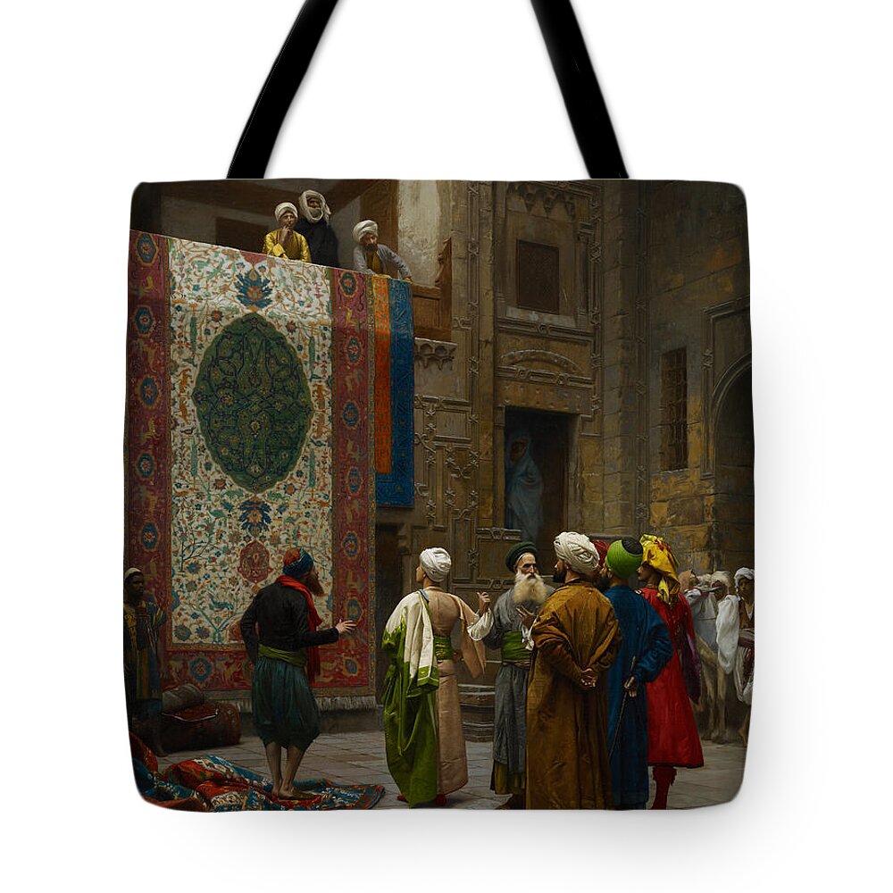 The Carpet Merchant Tote Bag featuring the painting The Carpet Merchant #1 by Jean Leon Gerome