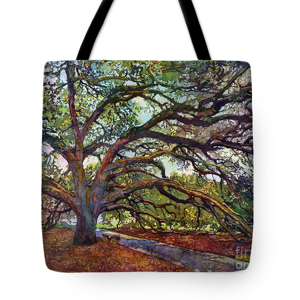 Oak Tote Bag featuring the painting The Century Oak by Hailey E Herrera