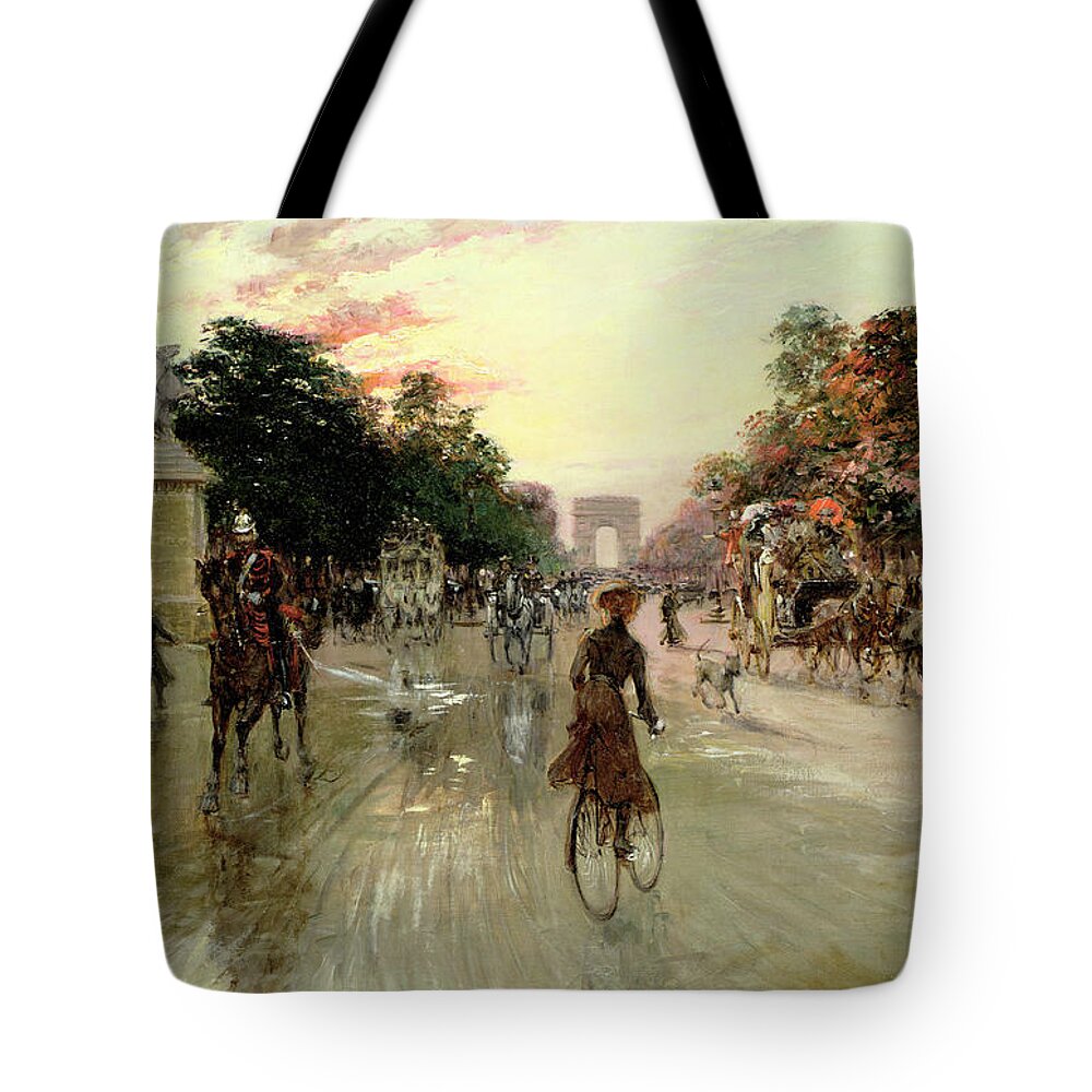The Champs Elysees - Paris Tote Bag by Georges Stein - Fine Art