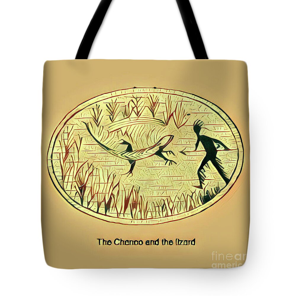 Leland Tote Bag featuring the digital art The Chenoo and the Lizard by Art MacKay