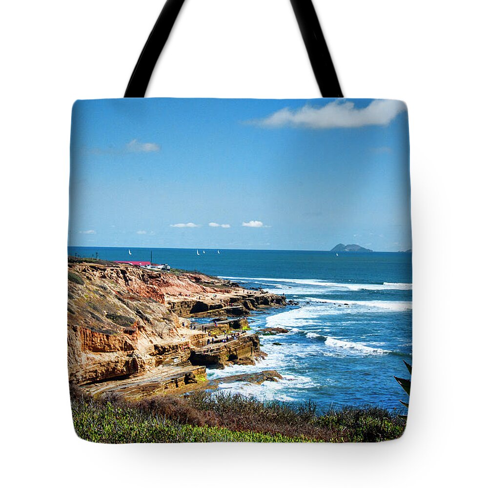 Land The Cliffs Of Point Lomascape Tote Bag featuring the photograph The Cliffs of Point Loma by Daniel Hebard