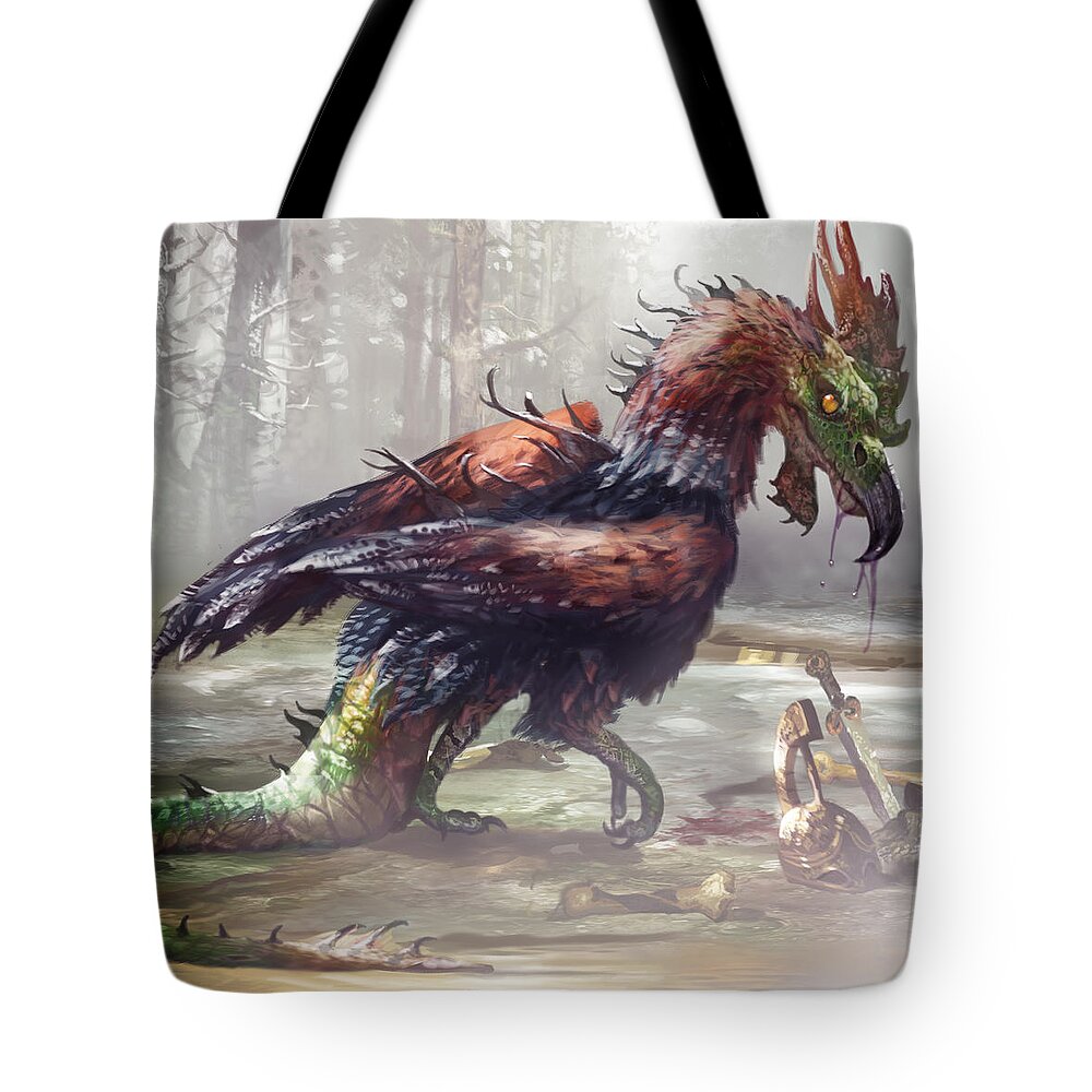 Mythology Tote Bag featuring the digital art The Cockatrice by Ryan Barger