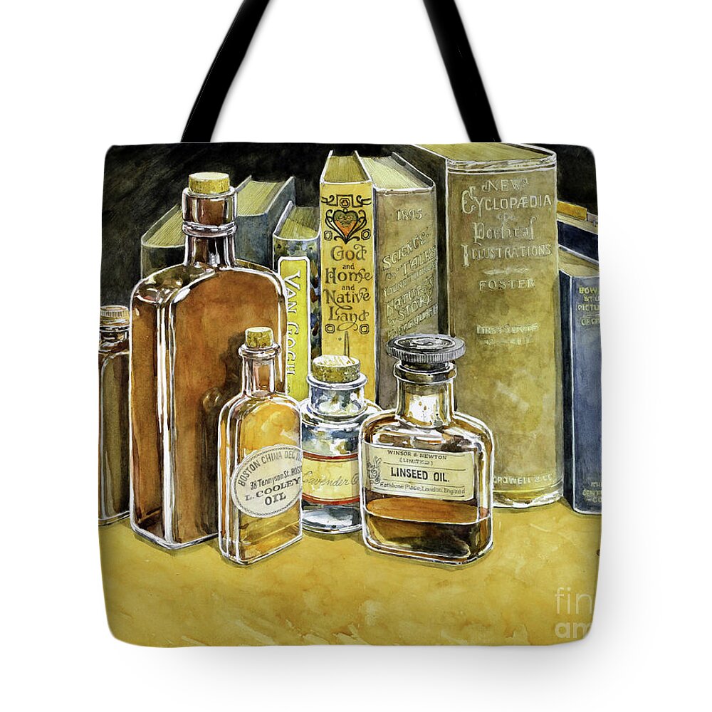 Watercolour Tote Bag featuring the painting The Collection by William Band