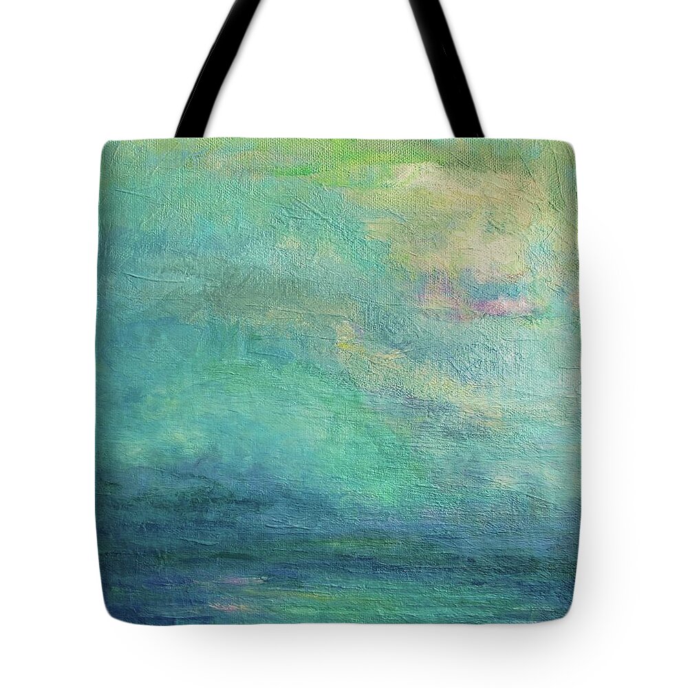 Seascape Tote Bag featuring the painting The Colors of Sea and Sky by Mary Wolf