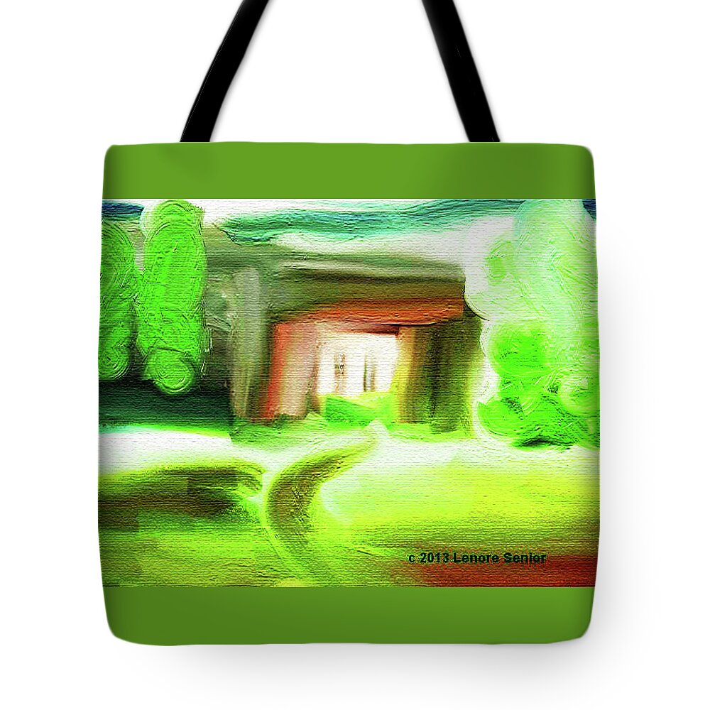 Abstract Tote Bag featuring the painting The Cottage by Lenore Senior