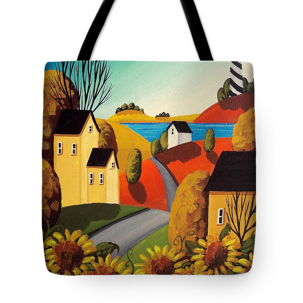 Art Tote Bag featuring the painting The Cove - lighthouse harbor art by Debbie Criswell