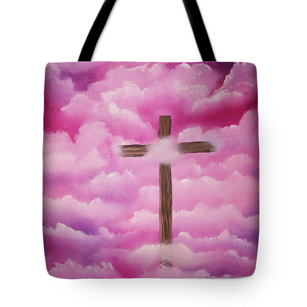Cross Artwork Tote Bag featuring the painting The Cross Of Redemption by Laurie Kidd