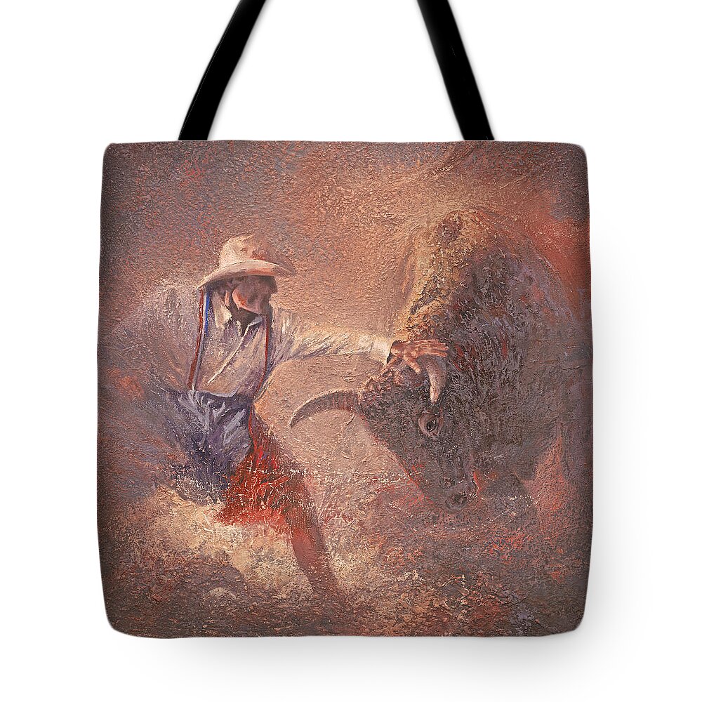 Rodeo Tote Bag featuring the painting The Dance by Mia DeLode