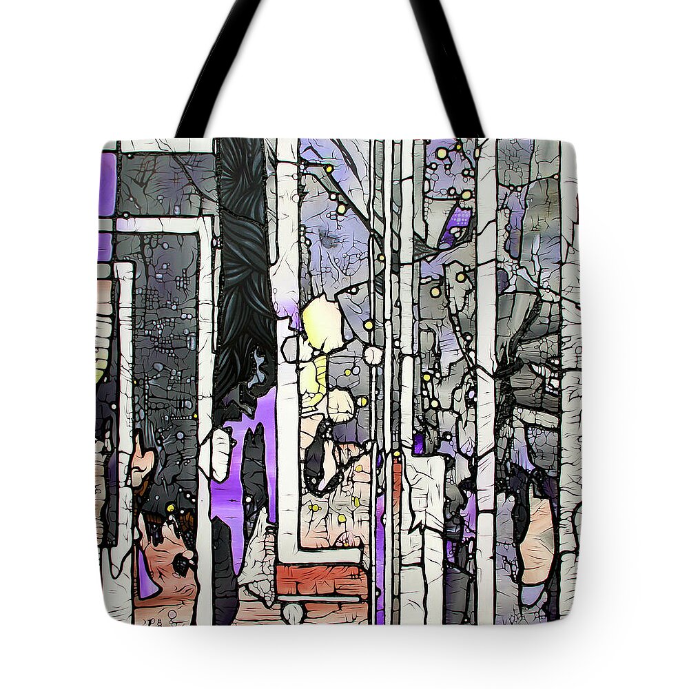 Street Art Tote Bag featuring the relief The Dangers Of Playing Pretend by Bobby Zeik