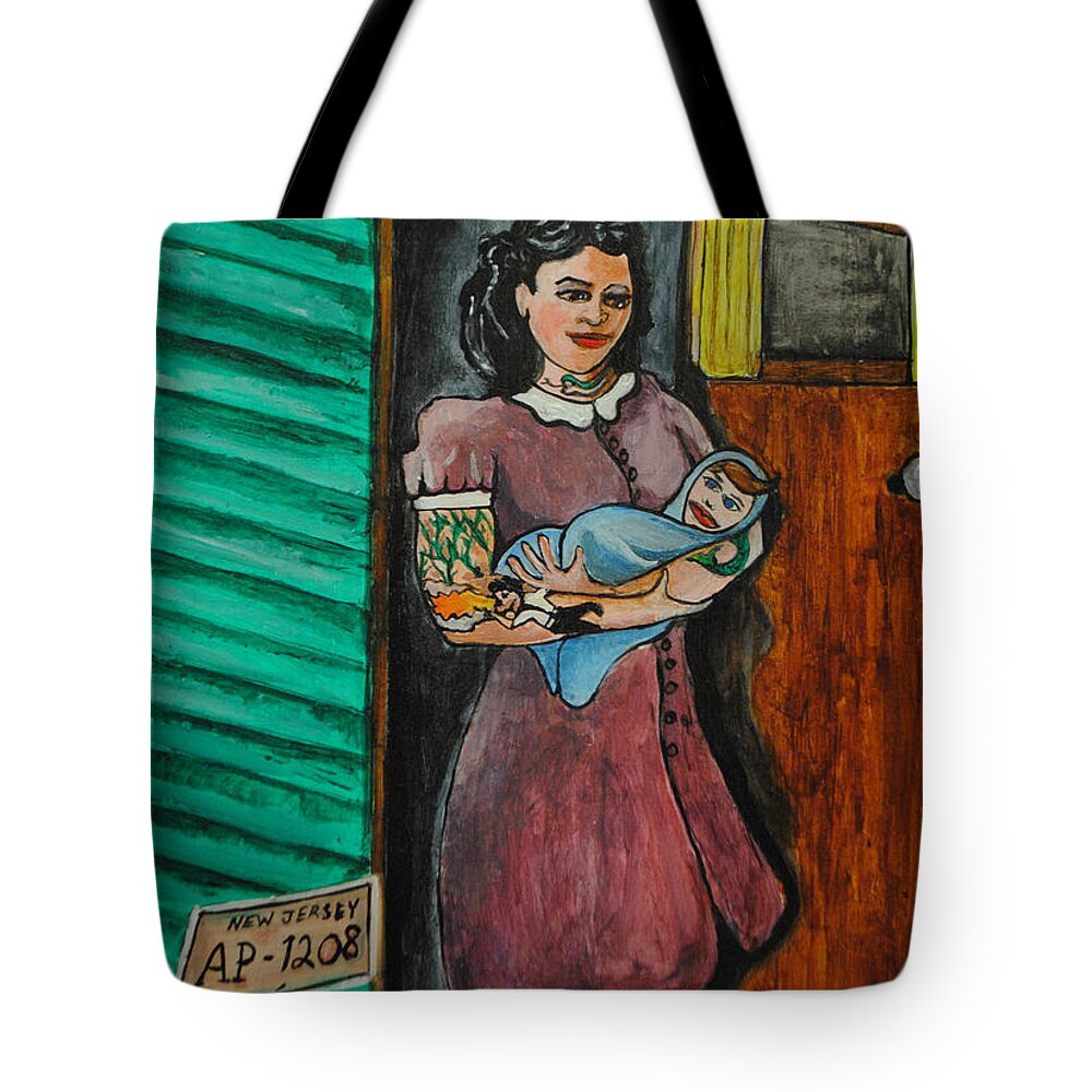 Trailers Tote Bag featuring the painting The Day he was Born by Patricia Arroyo