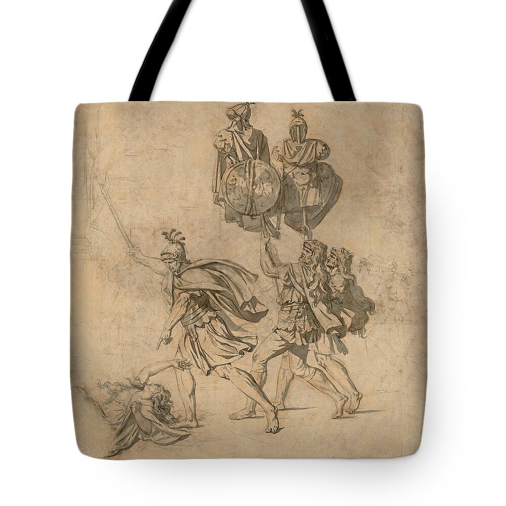 Jacques-louis David Tote Bag featuring the drawing The Death of Camilla by Jacques-Louis David