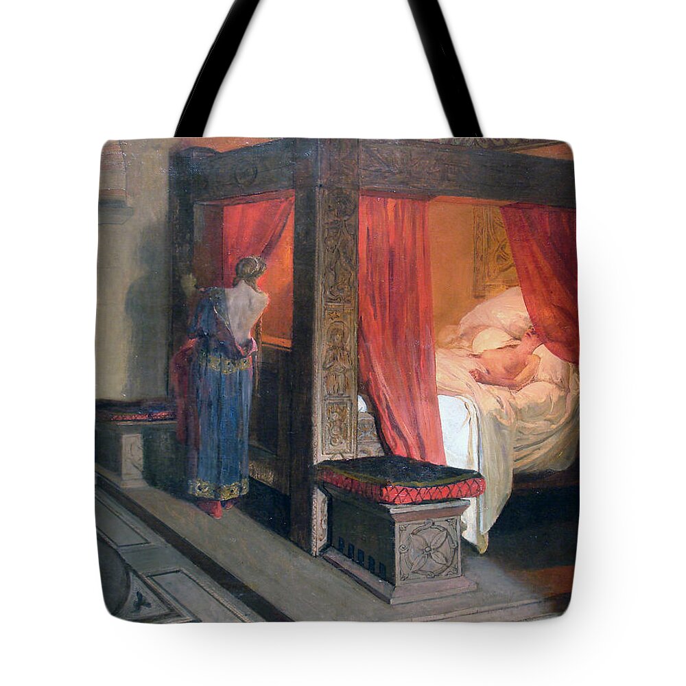 Jean-paul Laurens Tote Bag featuring the painting The Death of Galswintha by Jean-Paul Laurens