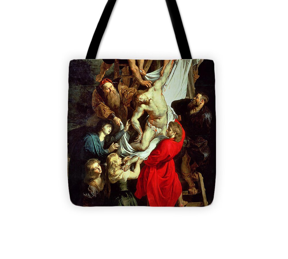 The Descent From The Cross Tote Bag featuring the painting The Descent from the Cross by Peter Paul Rubens