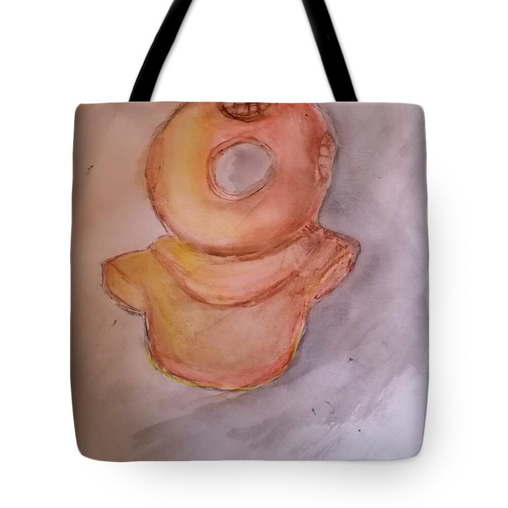 Watercolor Tote Bag featuring the painting The Divers Helmet by Stacie Siemsen