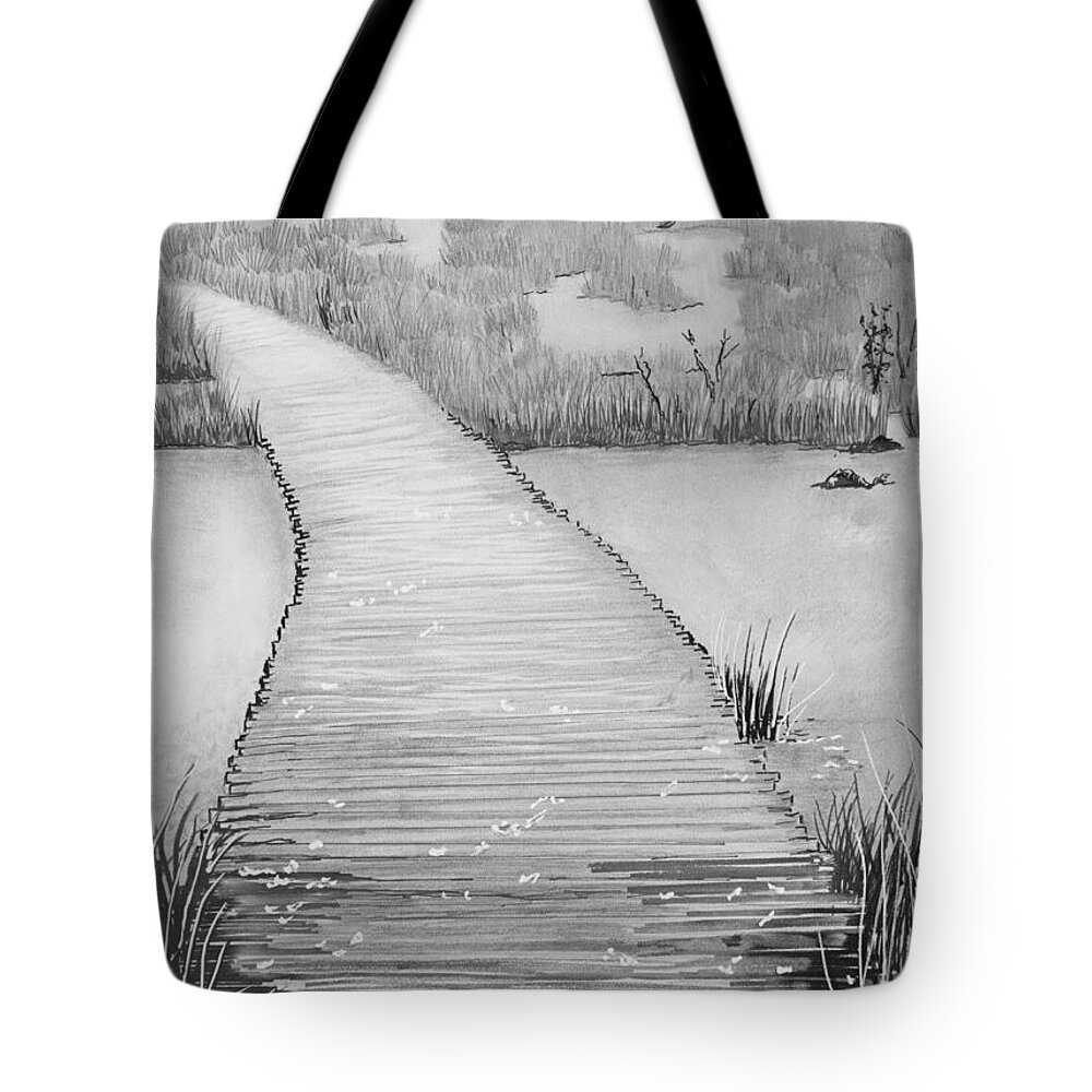 Pencil Tote Bag featuring the drawing The Divine Path by Betsy Carlson Cross