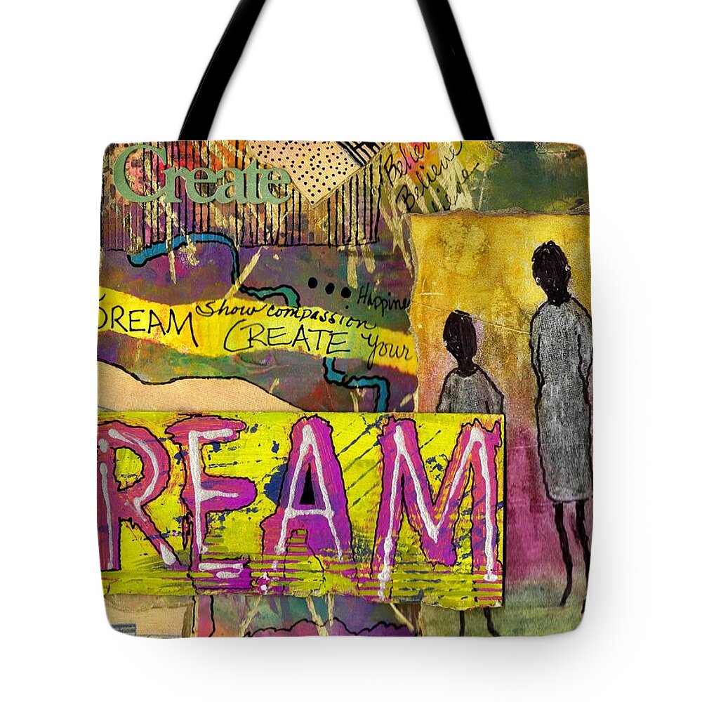 Acrylic Tote Bag featuring the mixed media The Dream Trio by Angela L Walker