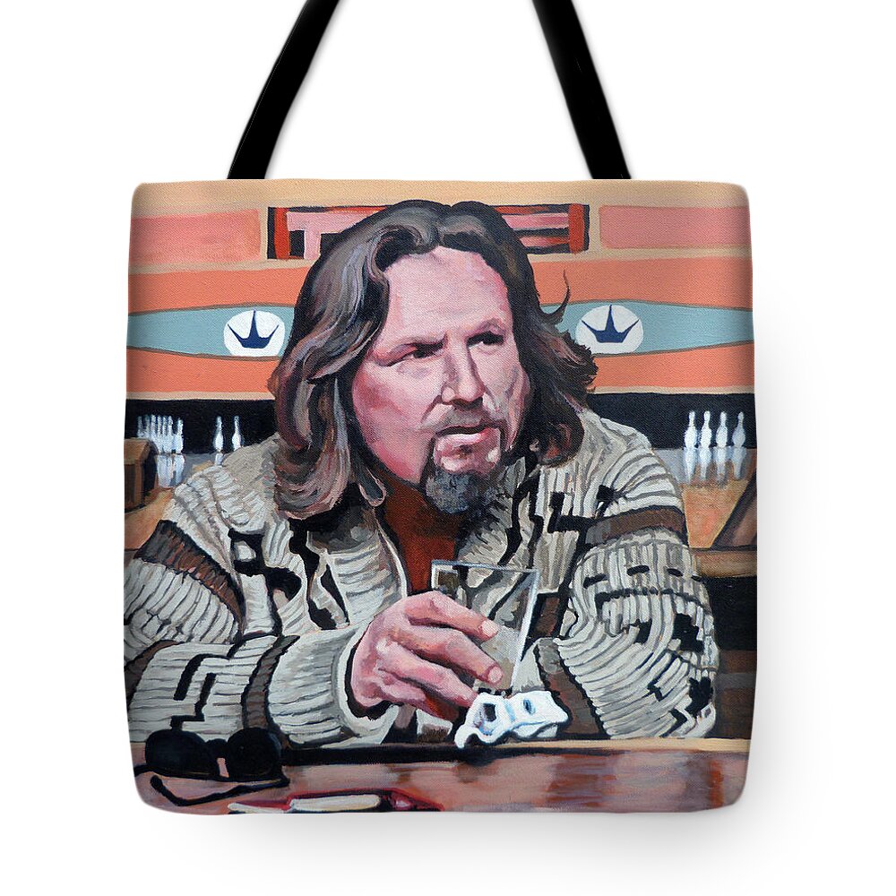 Dude Tote Bag featuring the painting The Dude by Tom Roderick