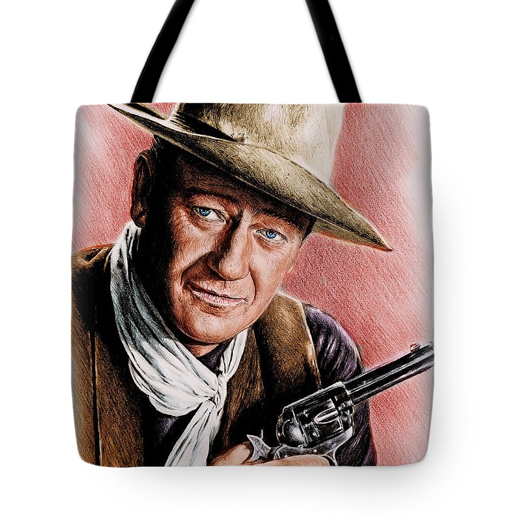 John Wayne Tote Bag featuring the painting The Duke colour edit by Andrew Read
