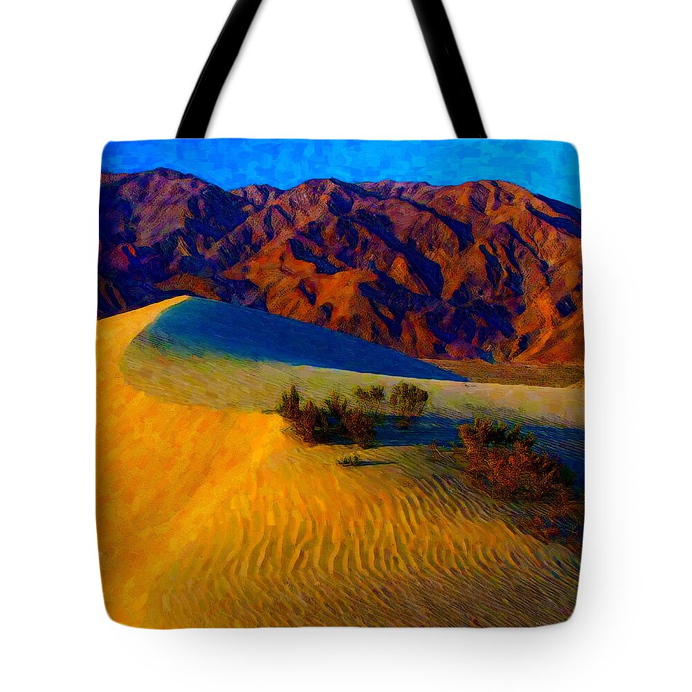 Poster Tote Bag featuring the digital art The Dunes at Dusk by Chuck Mountain
