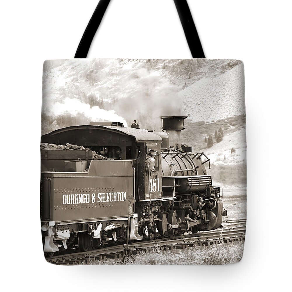  Transportation Tote Bag featuring the photograph The Durango and Silverton into the Mountains by Mike McGlothlen