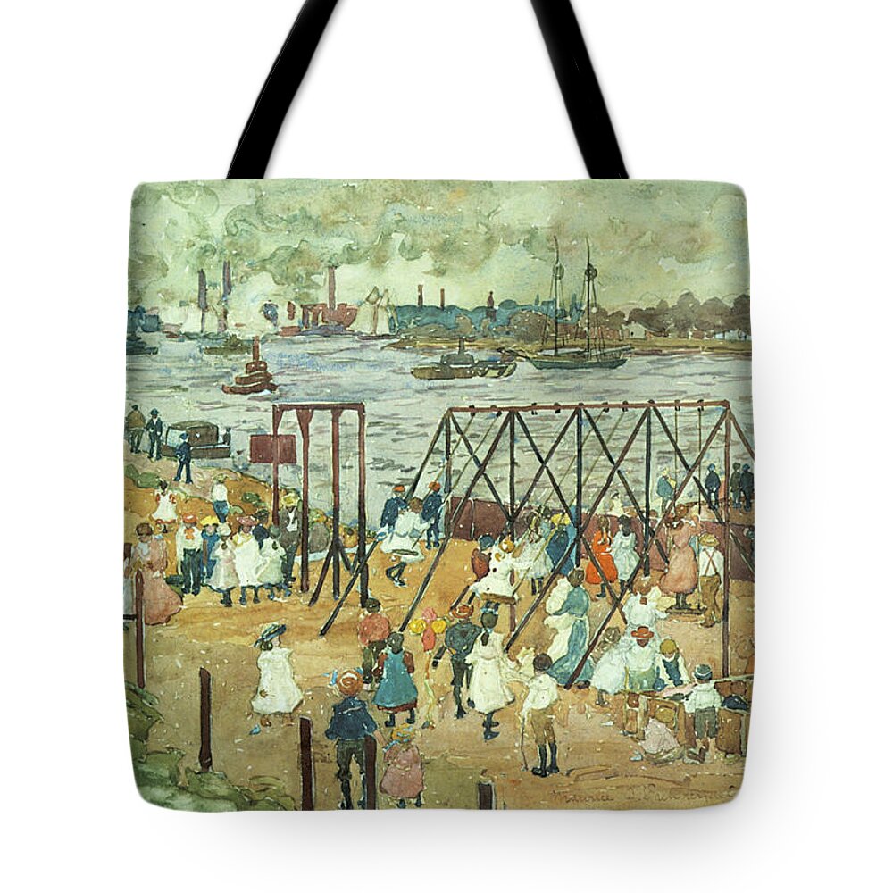 Maurice Prendergast Tote Bag featuring the photograph The East River by Maurice Prendergast