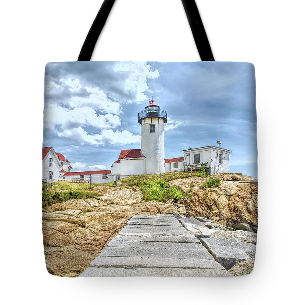 John Bailey Tote Bag featuring the photograph The Eastern Point Lighthouse in Gloucester by John M Bailey
